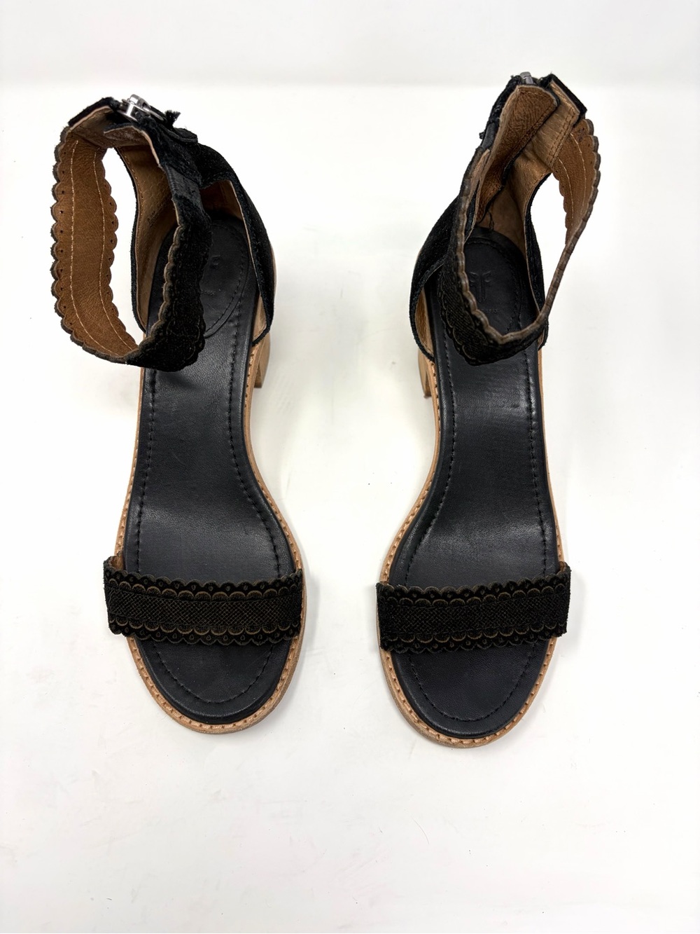 Frye Brielle Scallop Leather Back-Zip Sandals 8.5 - Picture 2 of 9